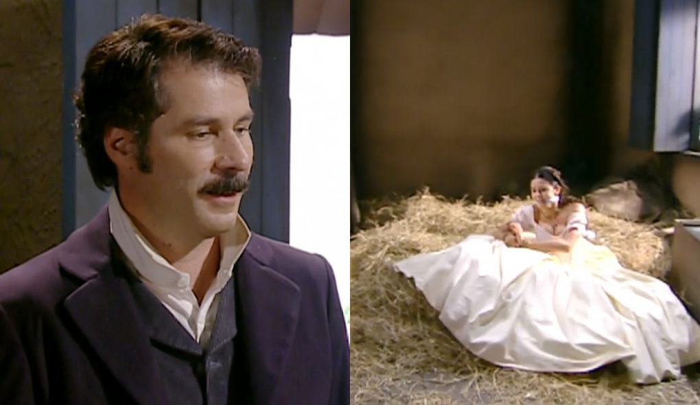 Leôncio (Leopoldo Pacheco) e Isaura (Bianca Rinaldi) de A Escrava Isaura
