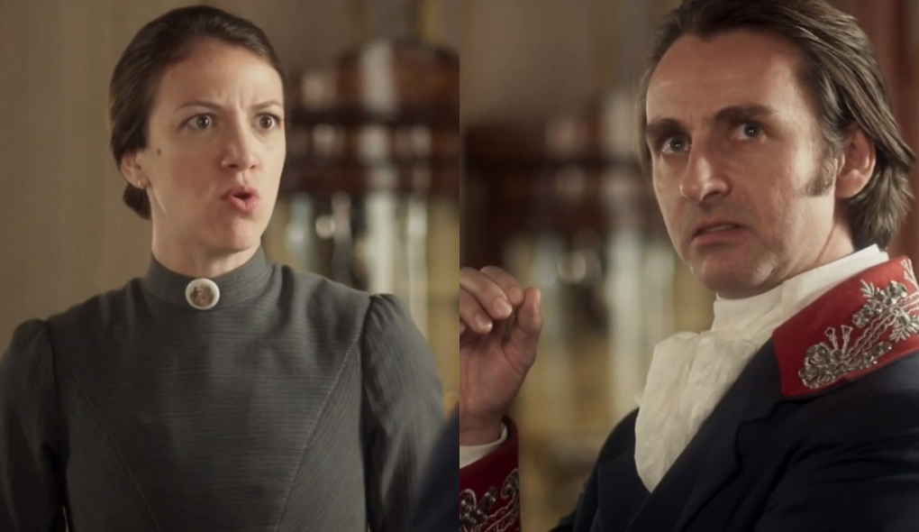 Lurdes (Bia Guedes) e Patrício (André Dias) de Novo Mundo