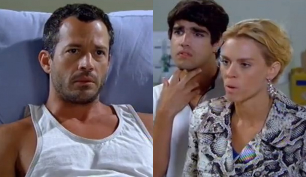 Quinzé (Malvino Salvador), Antenor (Caio Castro) e Teodora (Carolina Dieckmann) de Fina Estampa