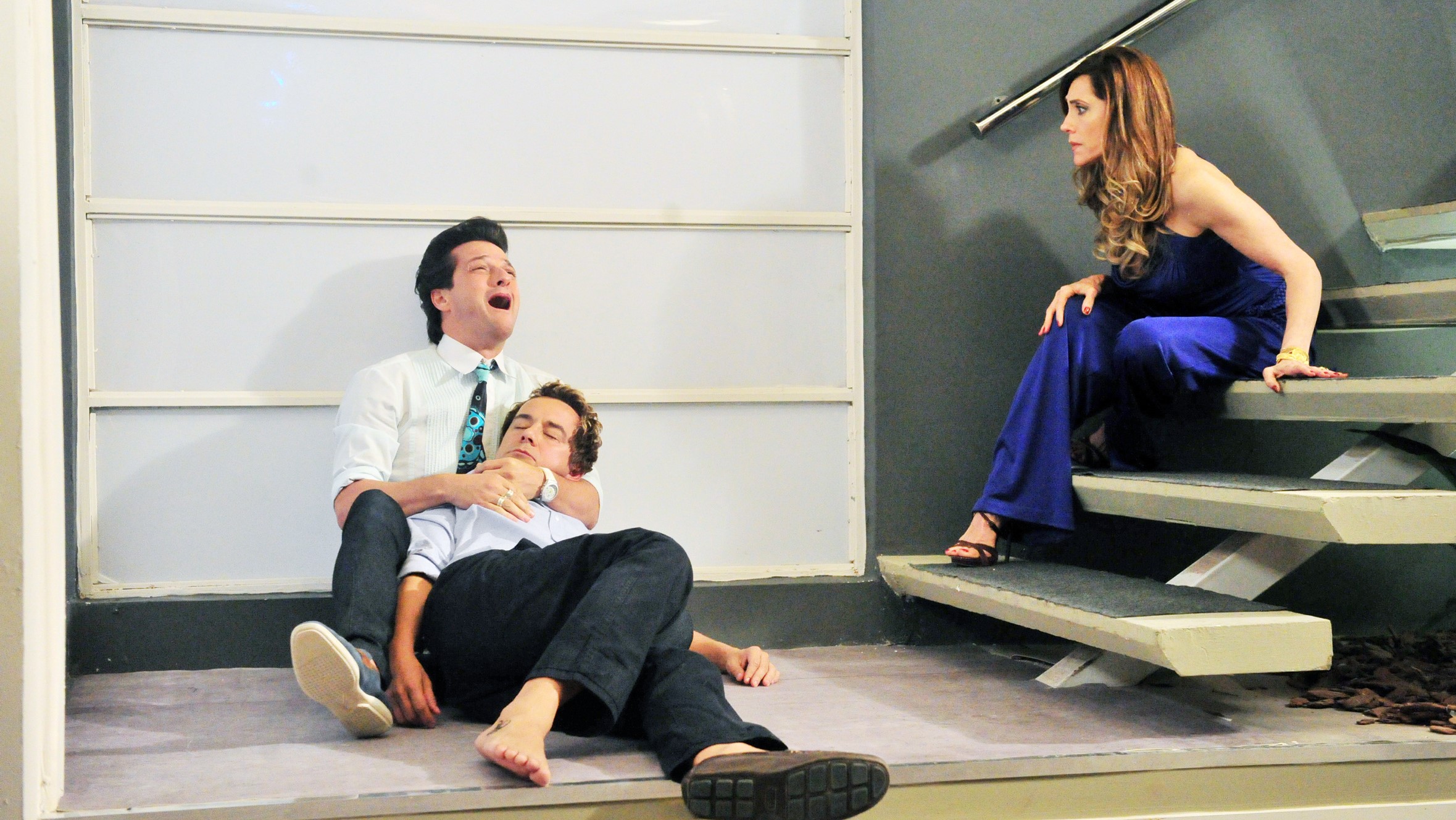 Crô (Marcelo Serrado), Fred (Carlos Vieira) e Tereza Cristina (Christiane Torloni) em Fina Estampa