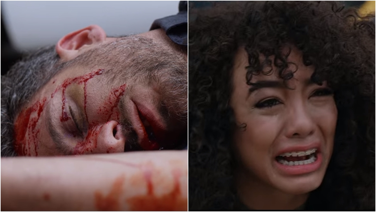 Betty se desespera ao ver Armando estrado no chão (Reprodução: Netflix)