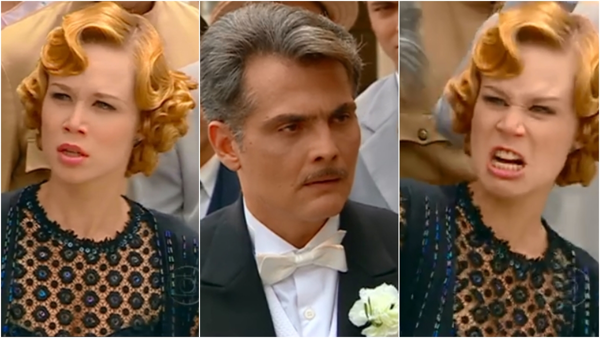 Sebastian apanha de Ana Francisca na frente da igreja (Reprodução: TV Globo)