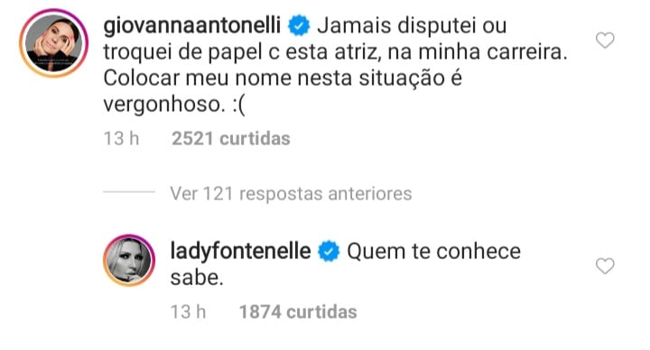 Giovanna Antonelli comentou postagem de Antônia Fontenelle sobre polêmica de Danni Suzuki