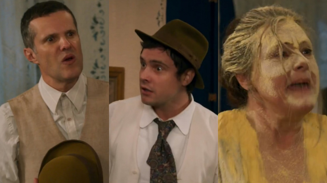 Leonardo (Renato Rabello), Candinho (Sergio Guizé) e Cunegundes (Elizabeth Savala) de Êta Mundo Bom!