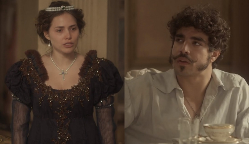 Leopoldina (Letícia Colin) e Dom Pedro (Caio Castro) de Novo Mundo