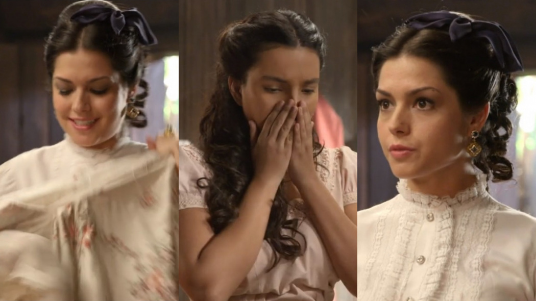 Maria Isabel (Thaís Fersoza) e Juliana (Gabriela Moreyra) de Escrava Mãe