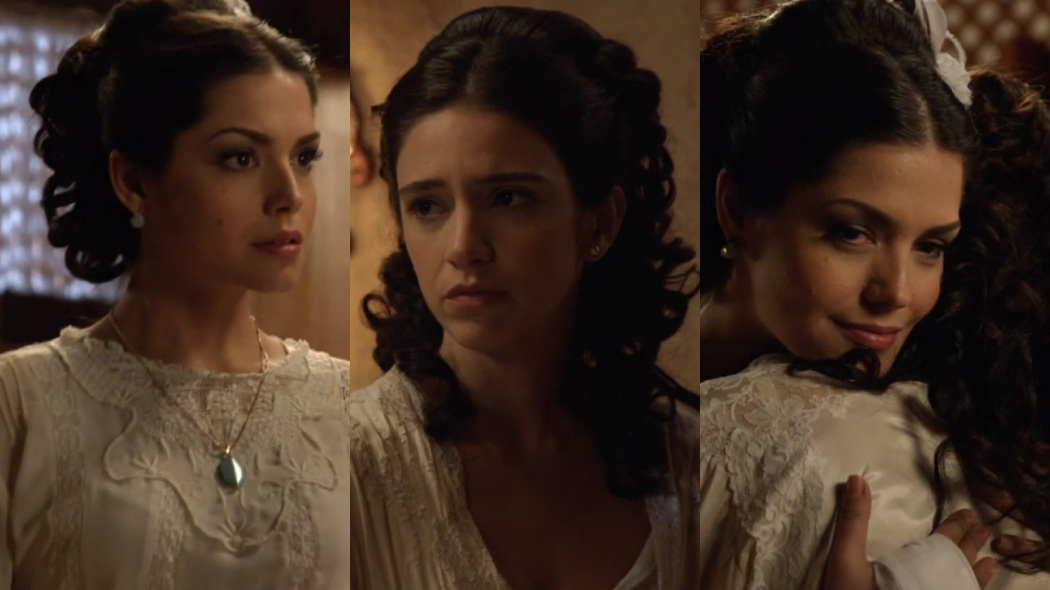 Maria Isabel (Thaís Fersoza) e Teresa (Roberta Gualda) de Escrava Mãe