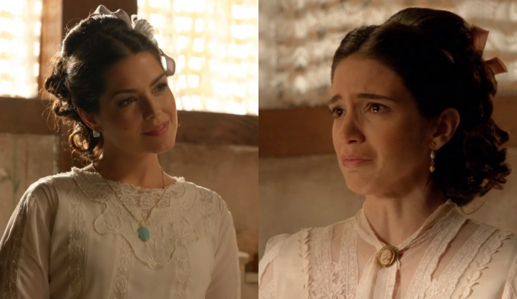 Maria Isabel (Thaís Fersoza) e Teresa (Roberta Gualda) de Escrava Mãe