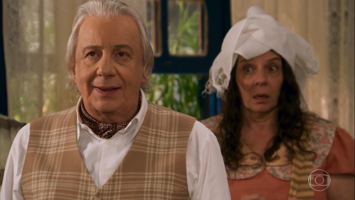 Pandolfo (Marco Nanini) e Eponina (Rosi Campos) em Êta Mundo Bom!