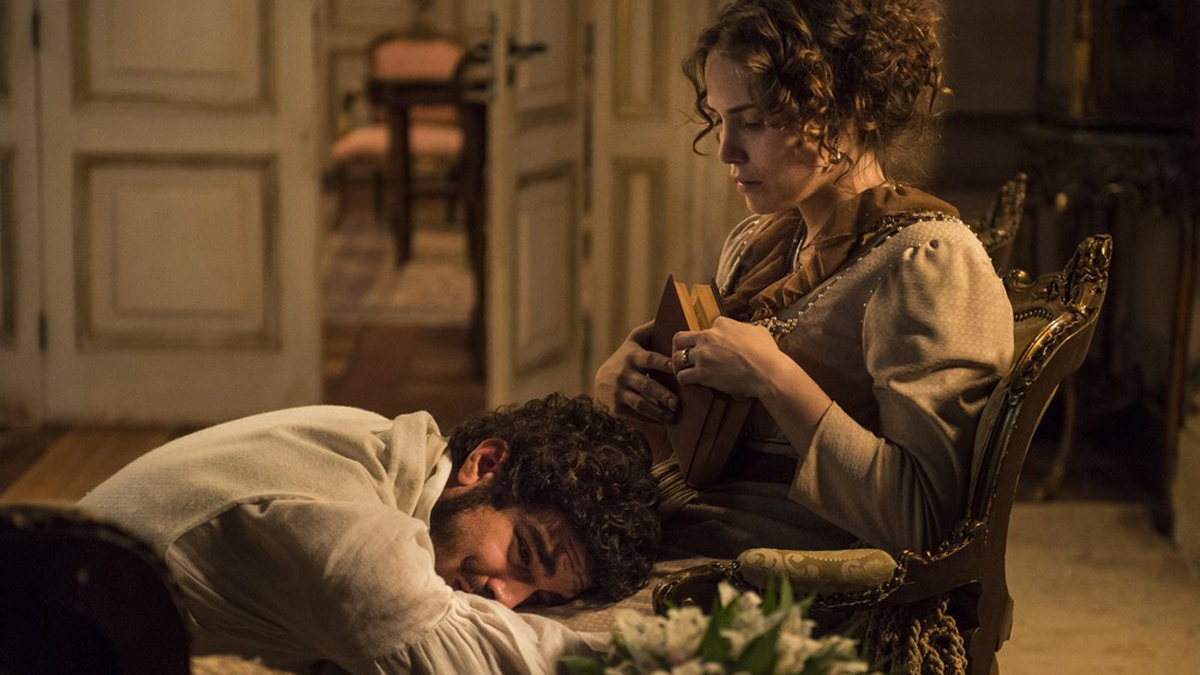 Pedro (Caio Castro) e Leopoldina (Letícia Colin) em Novo Mundo