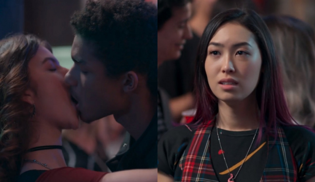 Samantha (Giovanna Grigio), Anderson (Juan Paiva) e Tina (Ana Hikari) de Malhação – Viva a Diferença