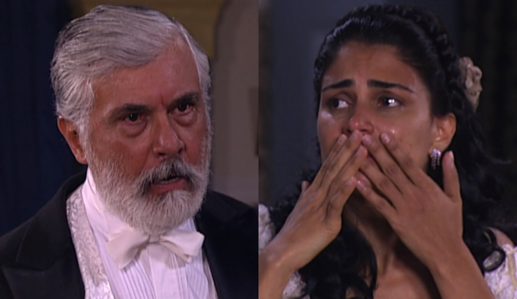 Sebastião (Paulo Figueiredo) e Rosa (Patrícia França) de A Escrava Isaura