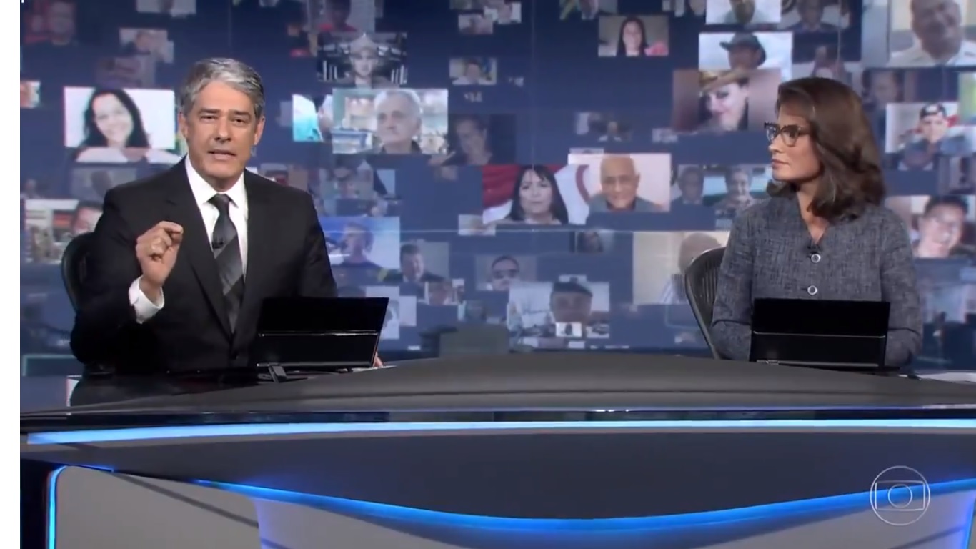 William Bonner e Renata Vasconcellos em editorial do Jornal Nacional sobre os 100 mil mortos por Covid-19