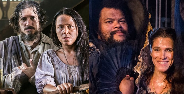 Licurgo (Guilherme Piva), Germana (Vivianne Pasmanter), Jacinto (Babu Santana) e Elvira (Ingrid Guimarães), de Novo Mundo