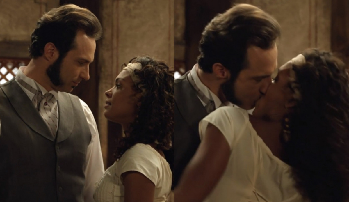 Almeida (Fernando Pavão) e Esméria (Lidi Lisboa) de Escrava Mãe