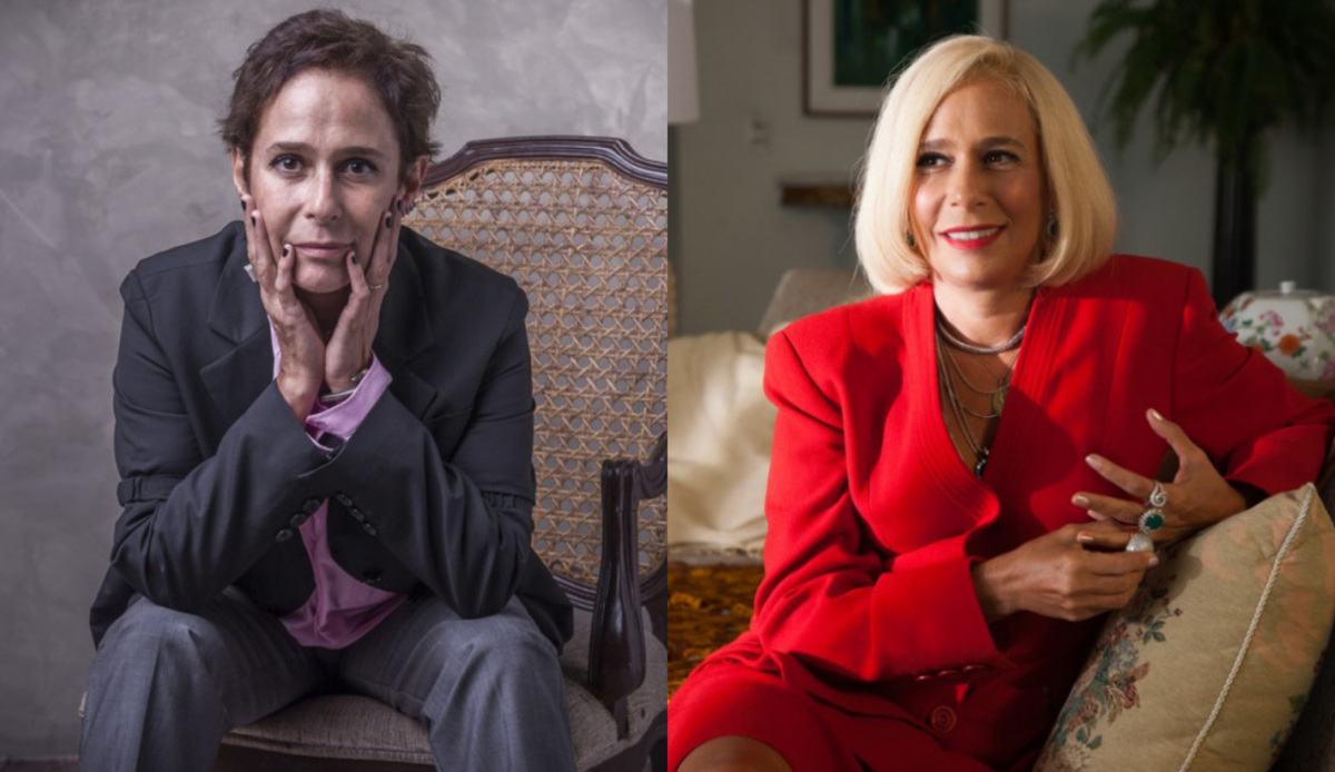 Andrea Beltrão atualmente e como Hebe Camargo