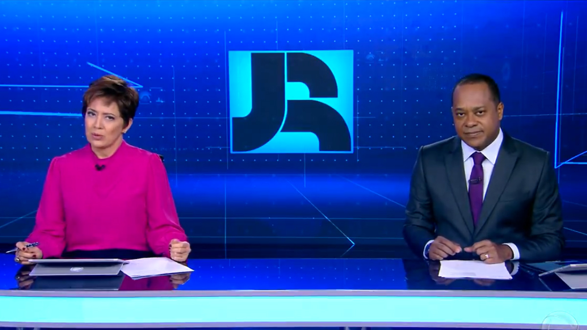 Christina Lemos e Luiz Fara Monteiro no Jornal da Record