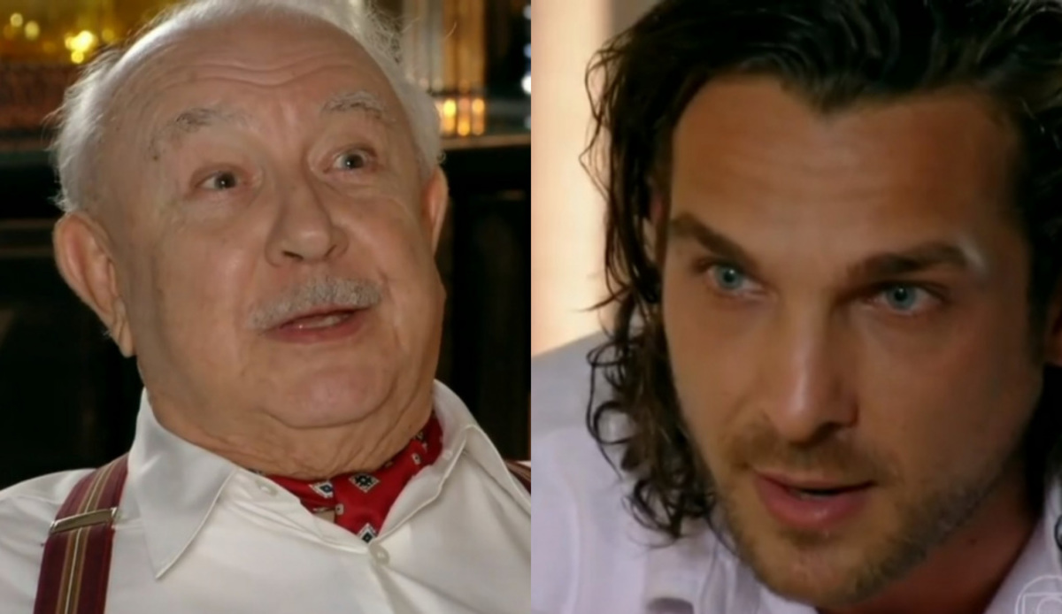 Dionísio (Sérgio Mamberti) e Alberto (Igor Rickli) de Flor do Caribe