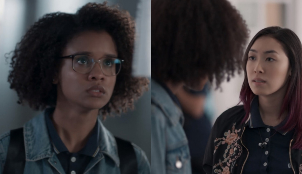 Ellen (Heslaine Vieira) e Tina (Ana Hikari) de Malhação - Viva a Diferença