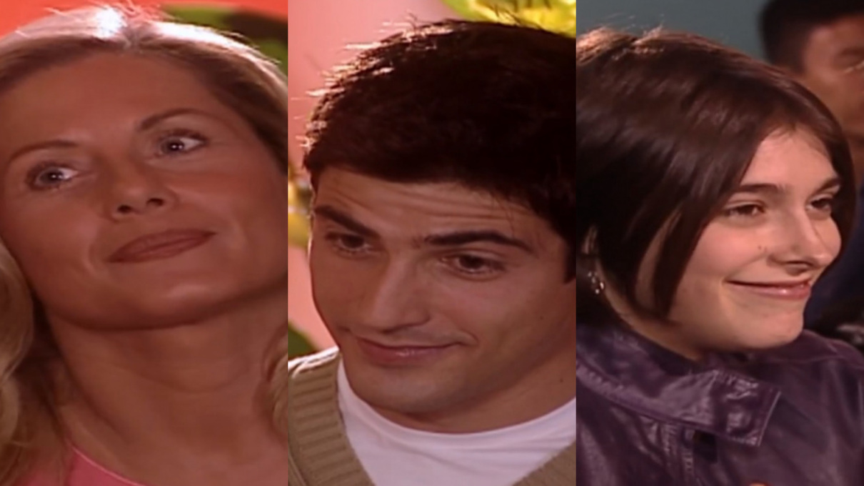 Helena (Vera Fischer), Edu (Reynaldo Gianecchini) e Ciça (Júlia Feldens) de Laços de Família