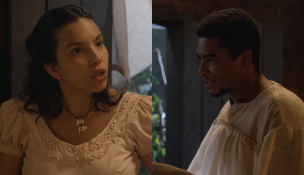 Juliana (Gabriela Moreyra) e Sapião (Sidney Santiago) de Escrava Mãe