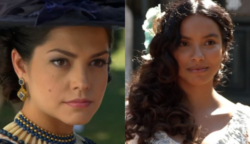 Maria Isabel (Thaís Fersoza) e Juliana (Gabriela Moreyra) de Escrava Mãe