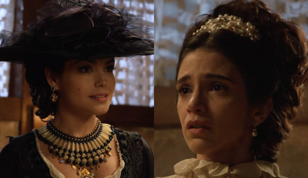 Maria Isabel (Thaís Fersoza) e Teresa (Roberta Gualda) de Escrava Mãe