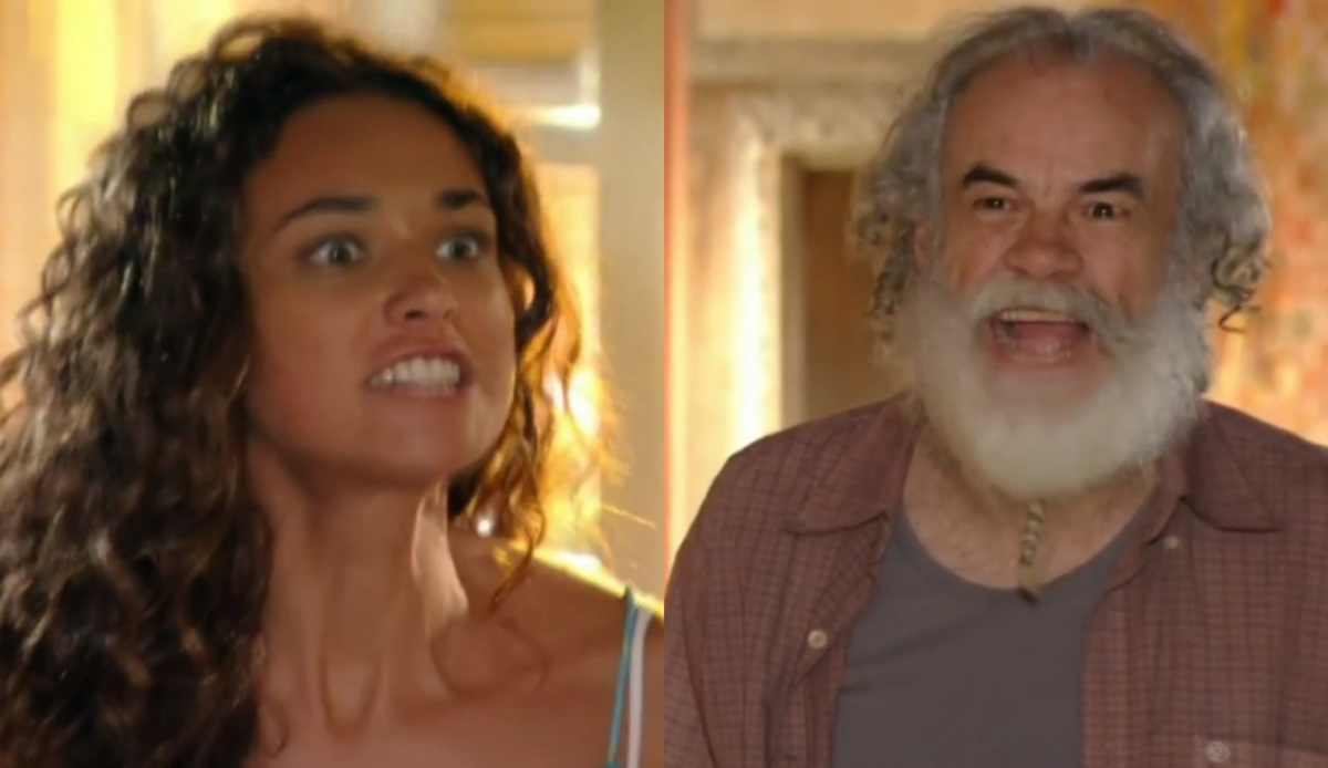 Taís (Débora Nascimento) e Chico (Cacá Amaral) de Flor do Caribe