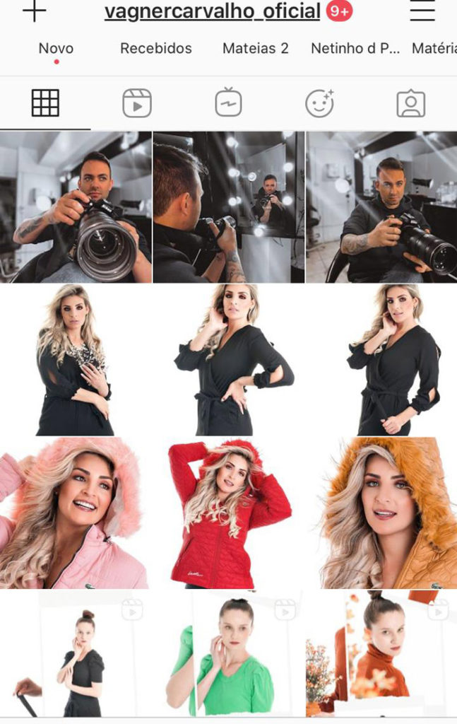Exemplo de organização do feed do Instagram, por Vagner Carvalho