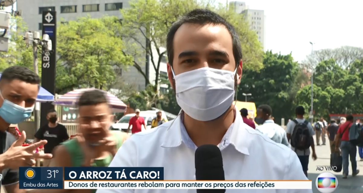 Repórter do SP1 tem link invadido por agressores (Reprodução: TV Globo)
