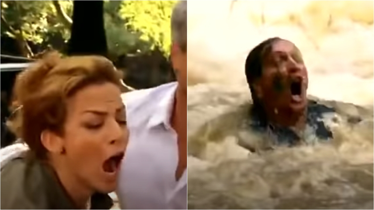 Jerônimo é levado por enxurrada (Reprodução: Televisa S.A.)