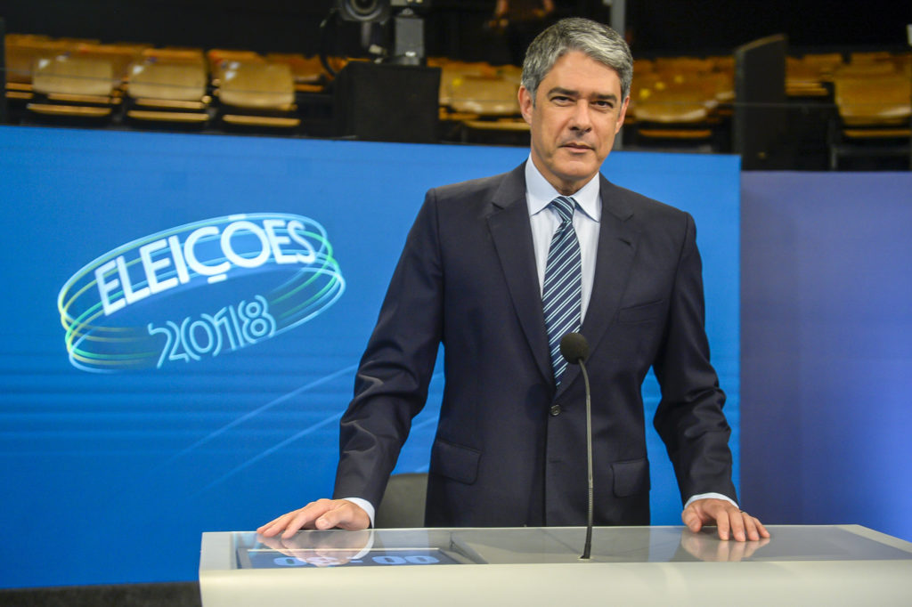 William Bonner durante cobertura das Eleições 2018