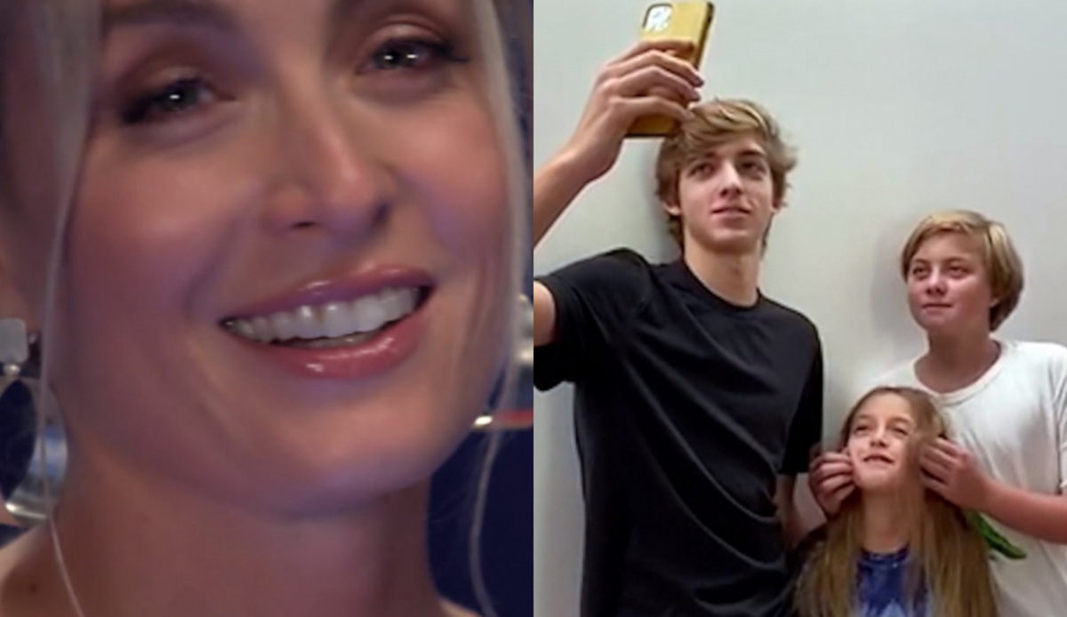Angélica e os filhos Joaquim, Benício e Eva no Simples Assim