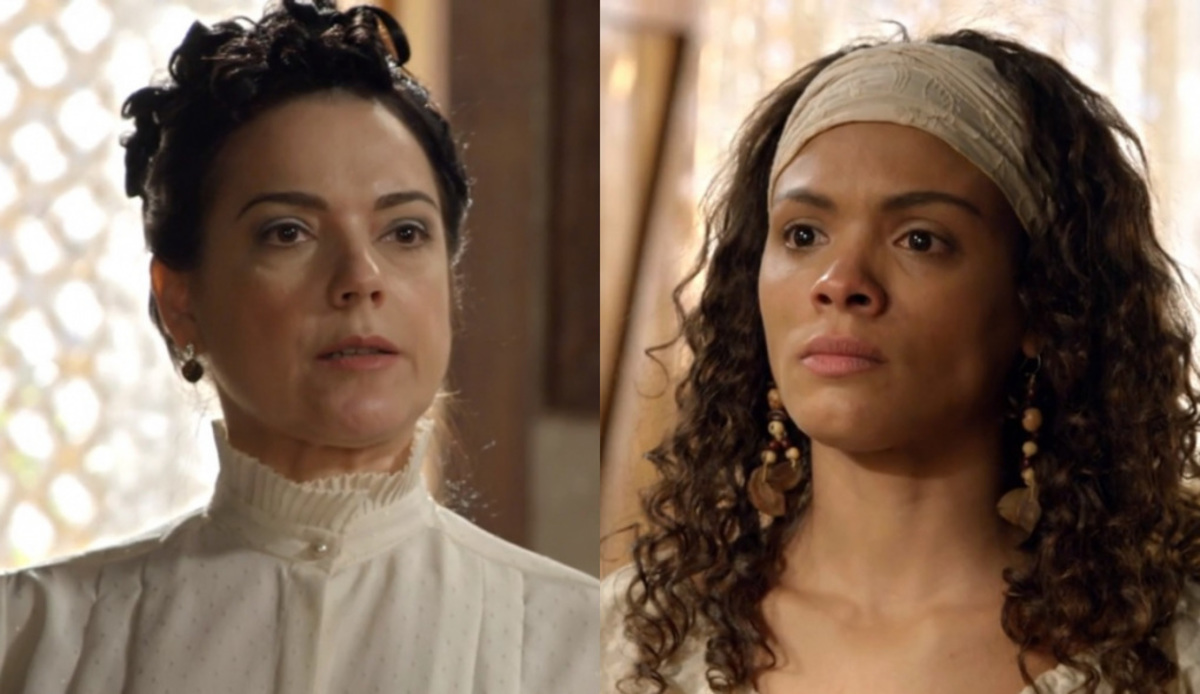 Beatrice (Bete Coelho) e Esméria (Lidi Lisboa) de Escrava Mãe