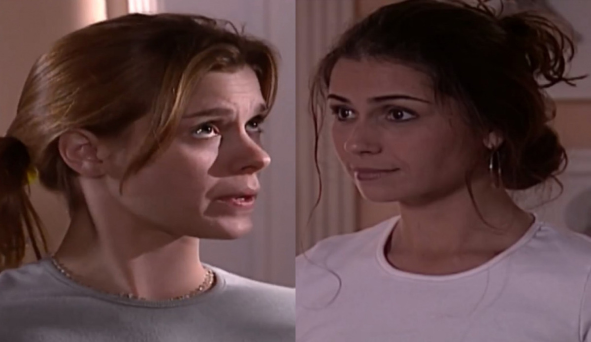 Camila (Carolina Dieckmann) e Capitu (Giovanna Antonelli) de Laços de Família