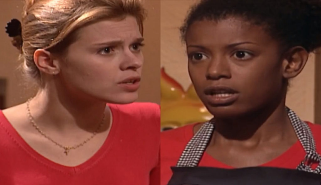 Camila (Carolina Dieckmann) e Zilda (Thalma de Freitas) de Laços de Família