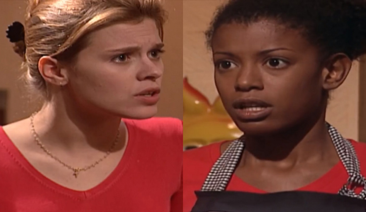 Camila (Carolina Dieckmann) e Zilda (Thalma de Freitas) de Laços de Família