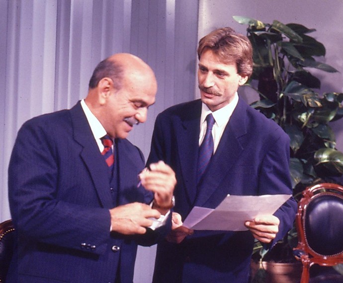 Dom Lázaro (Lima Duarte) e Cláudio (Herson Capri) de Bem Bem, Meu Mal