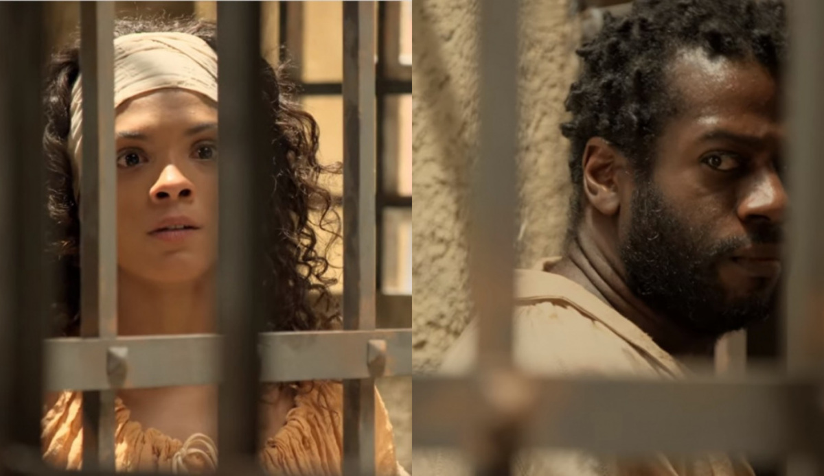 Esméria (Lidi Lisboa) e Genésio (Rogério Brito) de Escrava Mãe