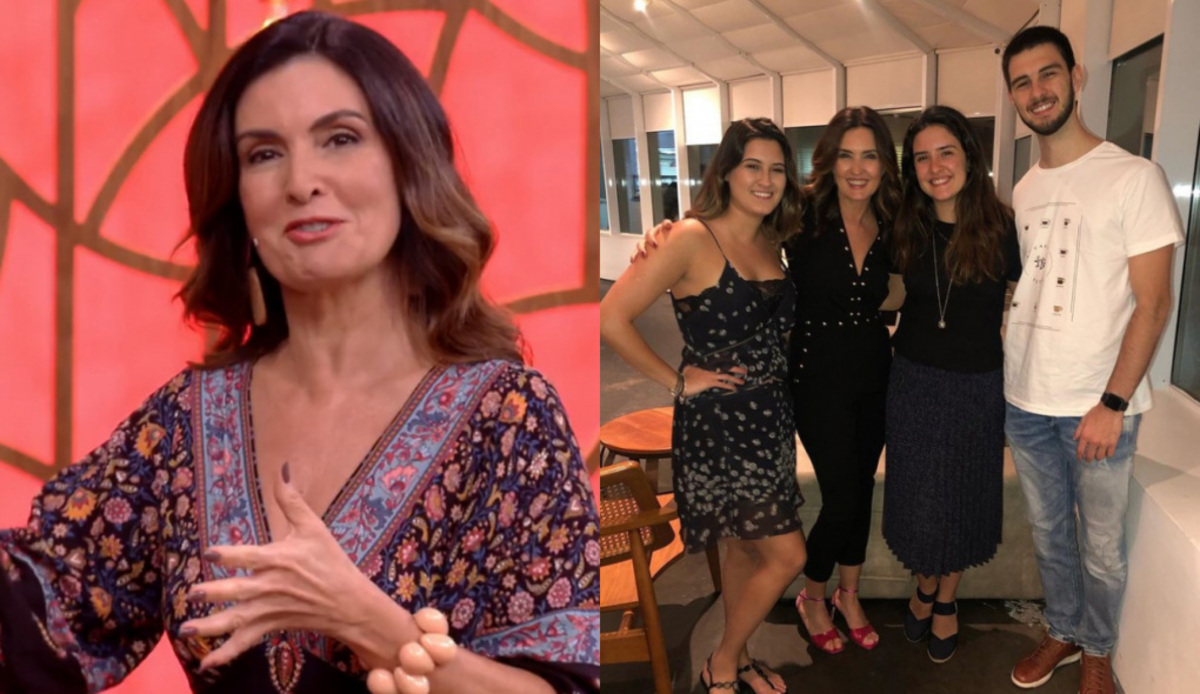 Fátima Bernardes no Encontro e com os filhos Laura, Beatriz e Vinícius