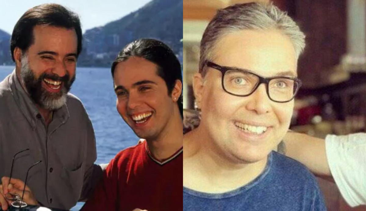Flávio Silvino ao lado de Tony Ramos na época de Laços de Família e atualmente