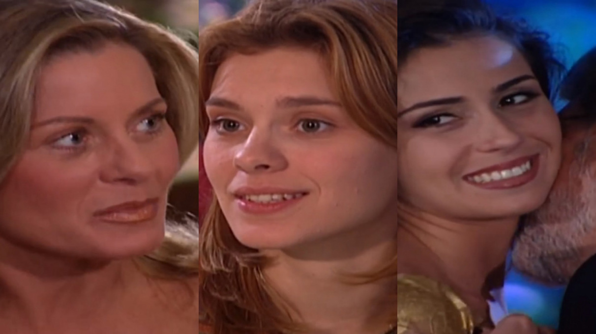 Helena (Vera Fischer), Camila (Carolina Dieckmann) e Capitu (Giovanna Antonelli) de Laços de Família