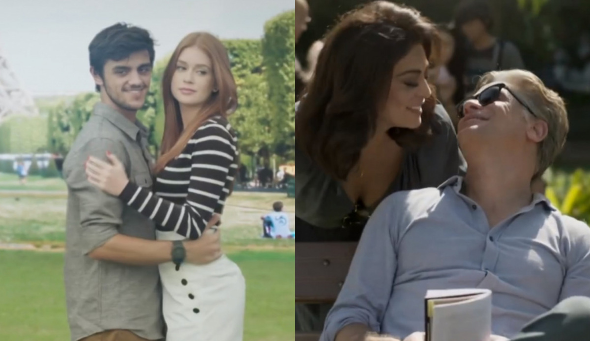 Jonatas (Felipe Simas), Eliza (Marina Ruy Barbosa), Arthur (Fábio Assunção) e Carolina (Juliana Paes) de Totalmente Demais