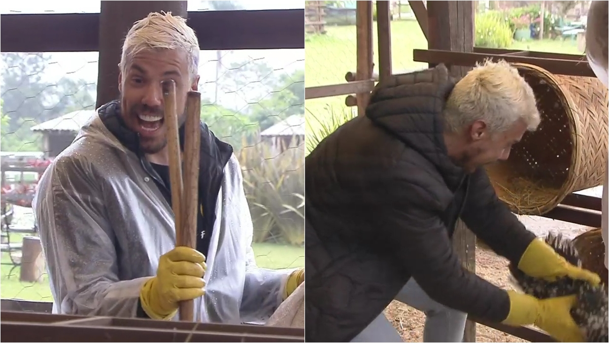 Lipe Ribeiro consegue concluir trabalho com as aves após quatro horas (Reprodução: PlayPlus)
