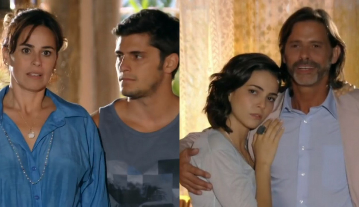 Natália (Daniela Escobar), Juliano (Bruno Gissoni), Mila (Tainá Müller) e Reinaldo (Marcos Winter) de Flor do Caribe