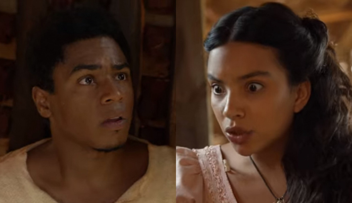 Sapião (Sidney Santiago) e Juliana (Gabriela Moreyra) de Escrava Mãe