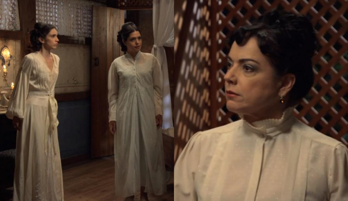 Teresa (Roberta Gualda), Maria Isabel (Thaís Fersoza) e Beatrice (Bete Coelho) de Escrava Mãe