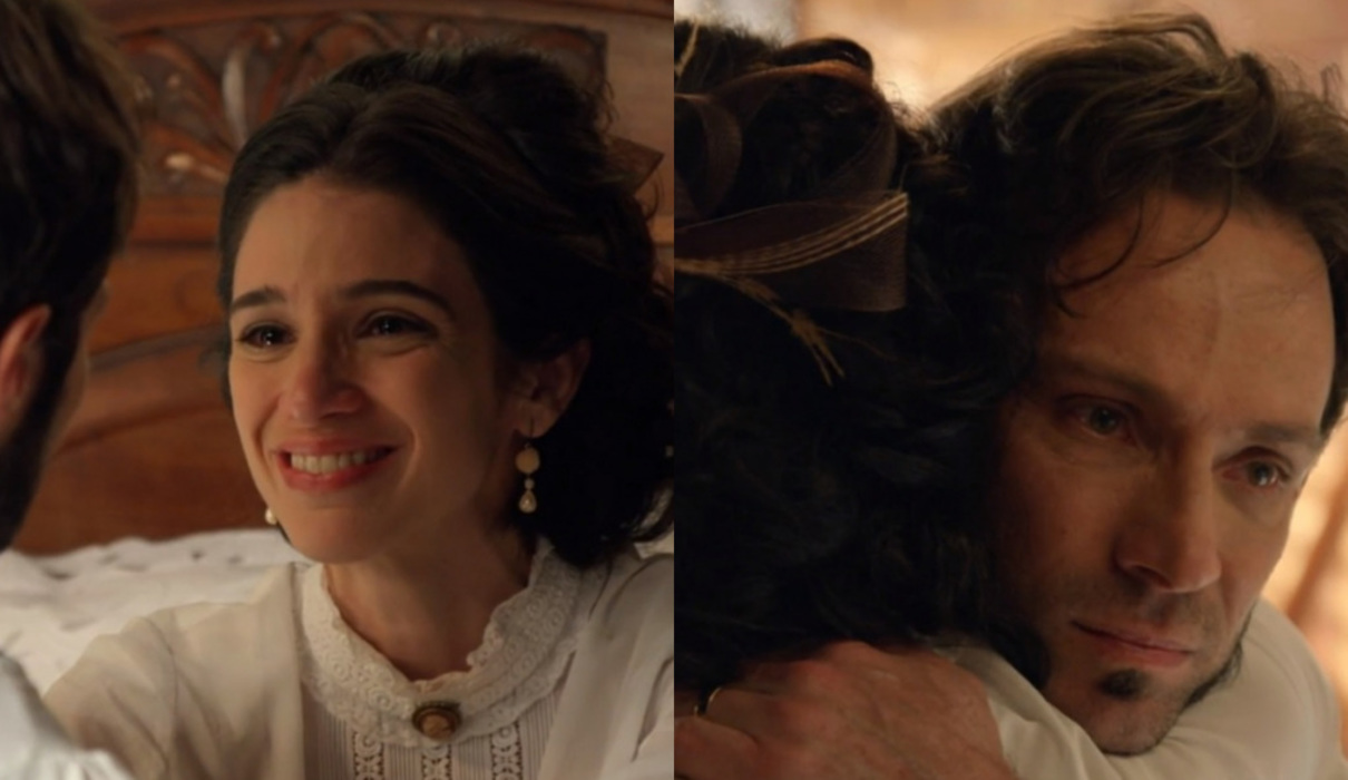Teresa (Roberta Gualda) e Almeida (Fernando Pavão) de Escrava Mãe