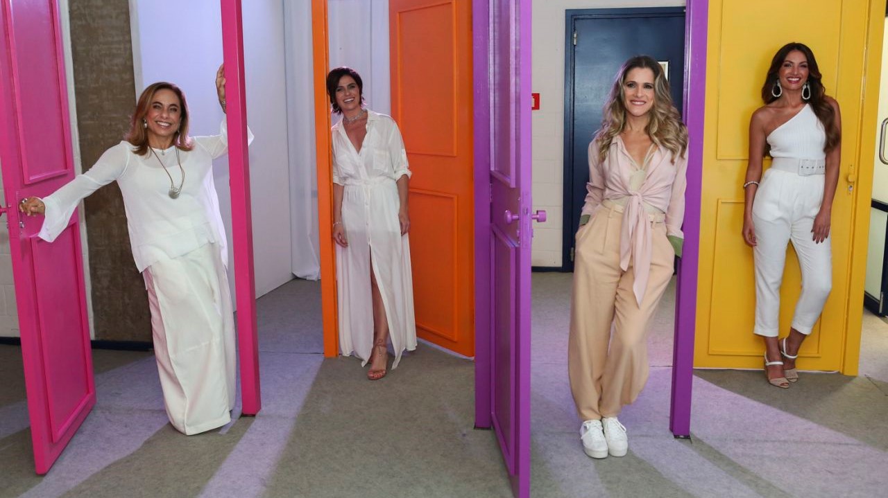 Cissa Guimarães, Giovanna Antonelli, Ingrid Guimarães e Patricia Poeta no Institucional da TV Globo
