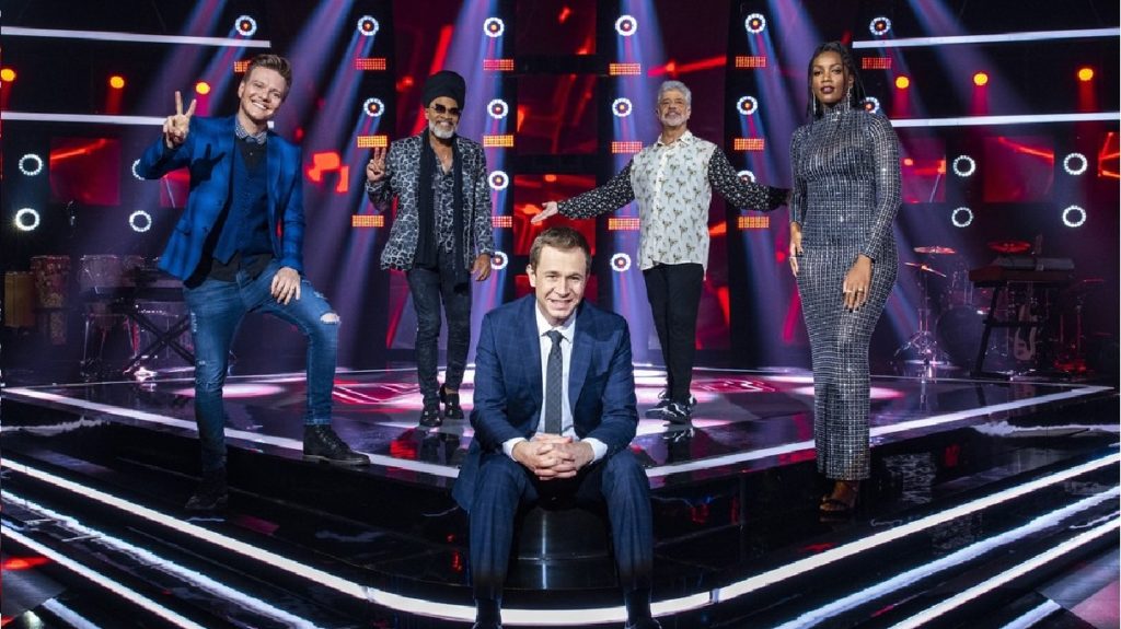 Tiago Leifert e os jurados do The Voice Brasil (Divulga&ccedil;&atilde;o / Globo)
